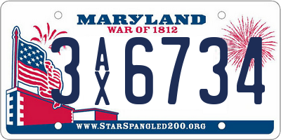 MD license plate 3AX6734