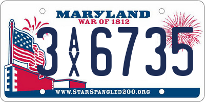MD license plate 3AX6735