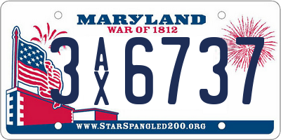 MD license plate 3AX6737