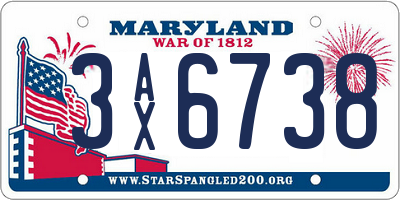 MD license plate 3AX6738