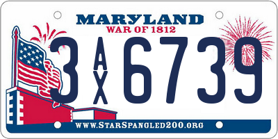 MD license plate 3AX6739