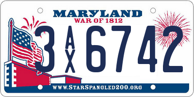 MD license plate 3AX6742