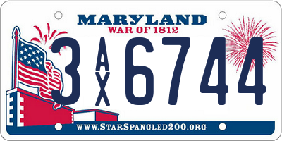 MD license plate 3AX6744
