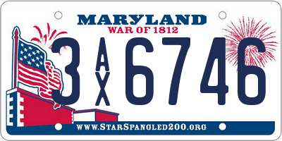 MD license plate 3AX6746