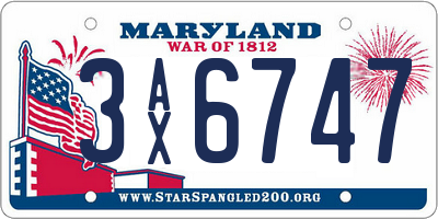 MD license plate 3AX6747