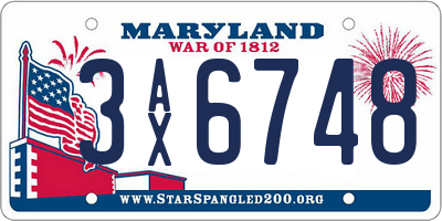 MD license plate 3AX6748