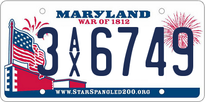 MD license plate 3AX6749
