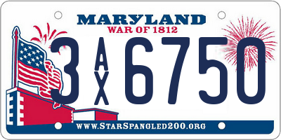 MD license plate 3AX6750