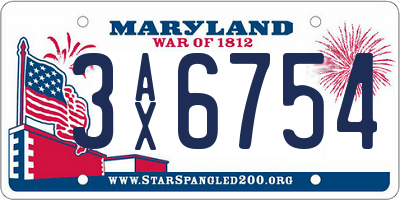 MD license plate 3AX6754