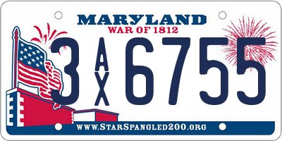MD license plate 3AX6755