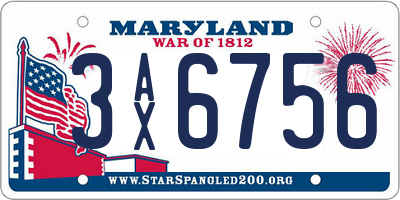 MD license plate 3AX6756