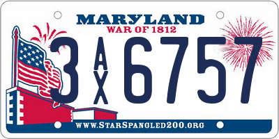 MD license plate 3AX6757