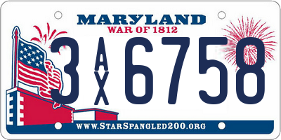 MD license plate 3AX6758