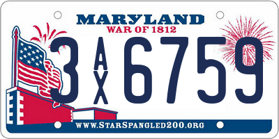 MD license plate 3AX6759