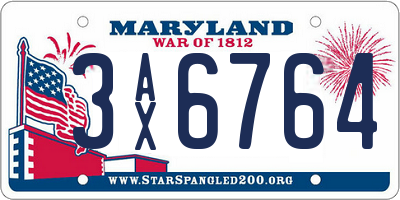 MD license plate 3AX6764
