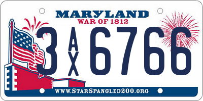 MD license plate 3AX6766