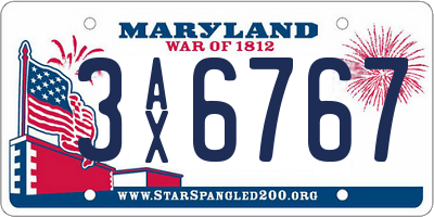 MD license plate 3AX6767
