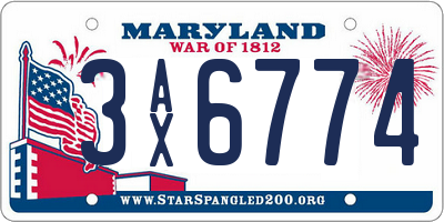 MD license plate 3AX6774