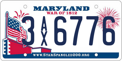 MD license plate 3AX6776