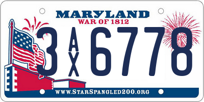 MD license plate 3AX6778