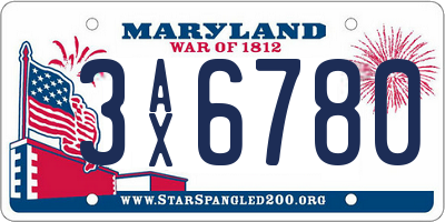 MD license plate 3AX6780