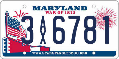 MD license plate 3AX6781