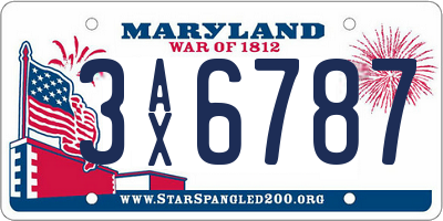 MD license plate 3AX6787