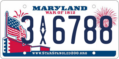 MD license plate 3AX6788