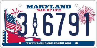 MD license plate 3AX6791