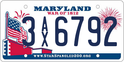 MD license plate 3AX6792