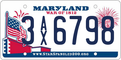 MD license plate 3AX6798