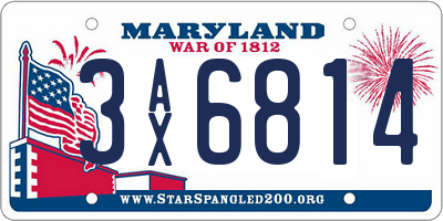 MD license plate 3AX6814