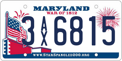 MD license plate 3AX6815