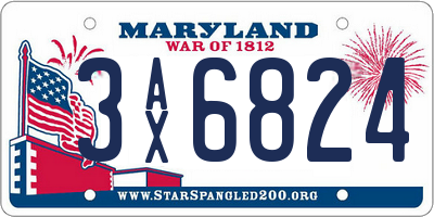 MD license plate 3AX6824