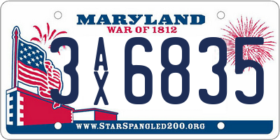 MD license plate 3AX6835