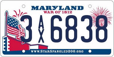 MD license plate 3AX6838