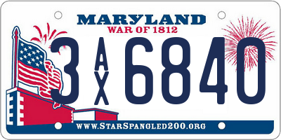 MD license plate 3AX6840