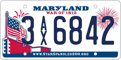 MD license plate 3AX6842