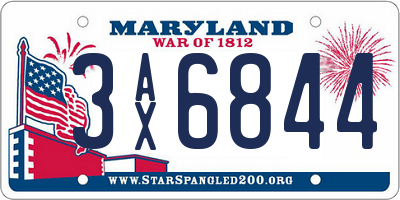MD license plate 3AX6844