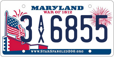 MD license plate 3AX6855