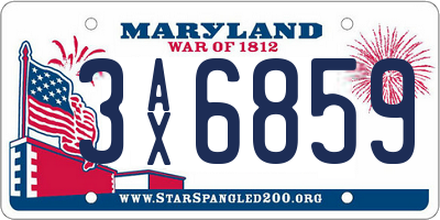 MD license plate 3AX6859