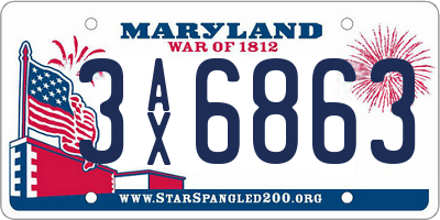 MD license plate 3AX6863