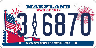 MD license plate 3AX6870