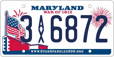 MD license plate 3AX6872