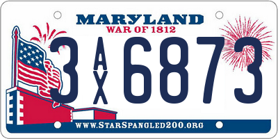 MD license plate 3AX6873