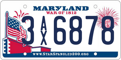 MD license plate 3AX6878