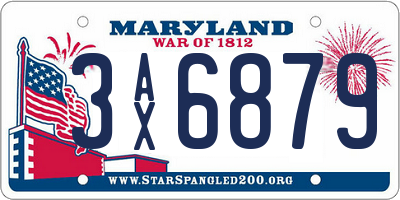 MD license plate 3AX6879