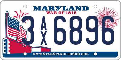 MD license plate 3AX6896