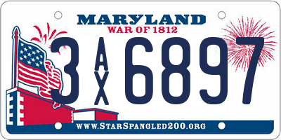 MD license plate 3AX6897