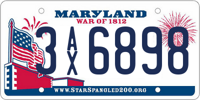 MD license plate 3AX6898